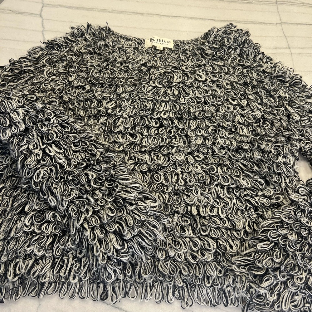 For Love And Lemons Black and White Loop Knit Pull-over Sweater